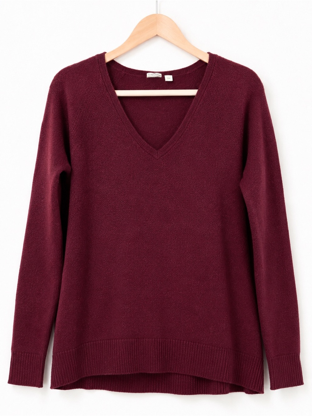 ✨GAP Burgundy Textured V Neck Tunic Pullover Sweater Cozy Knit Top Size S✨